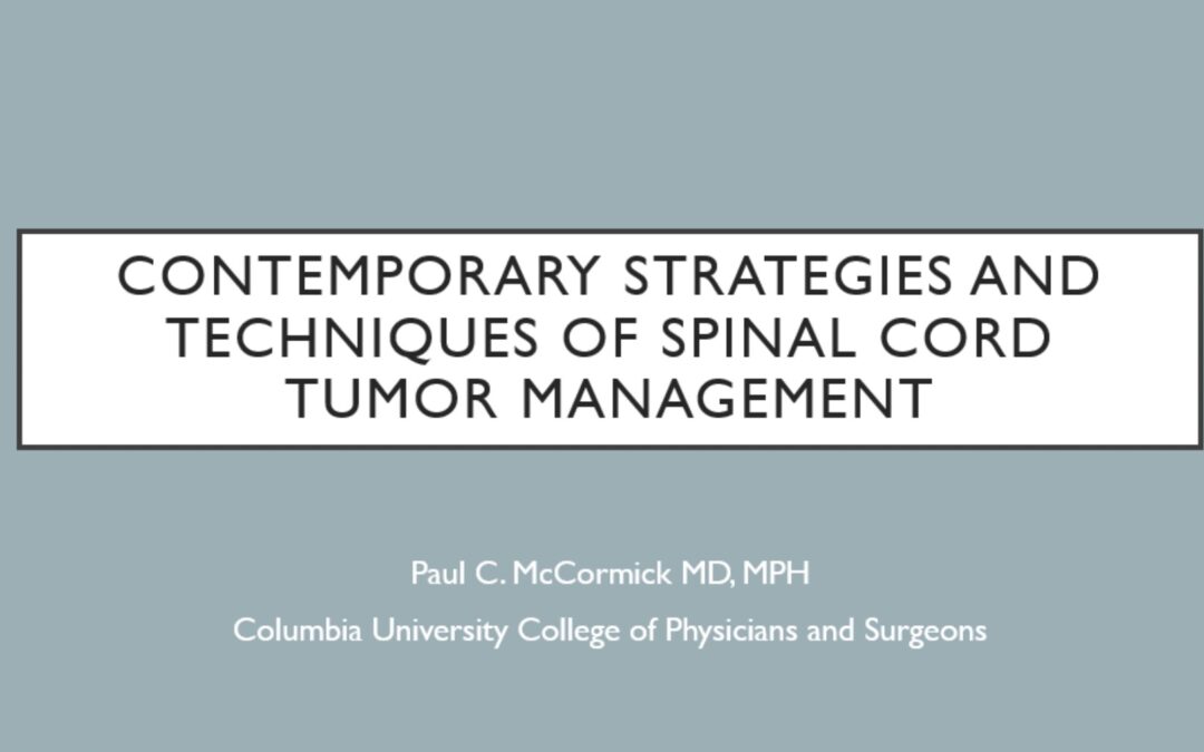 Dr. McCormick presents Grand Rounds on Spinal Tumors at Memorial Sloan Kettering Cancer Center in New York