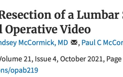 Dr McCormick video on microsurgical resection of a synovial cyst causing severe lumbar spinal stenosis published in Operative Neurosurgery